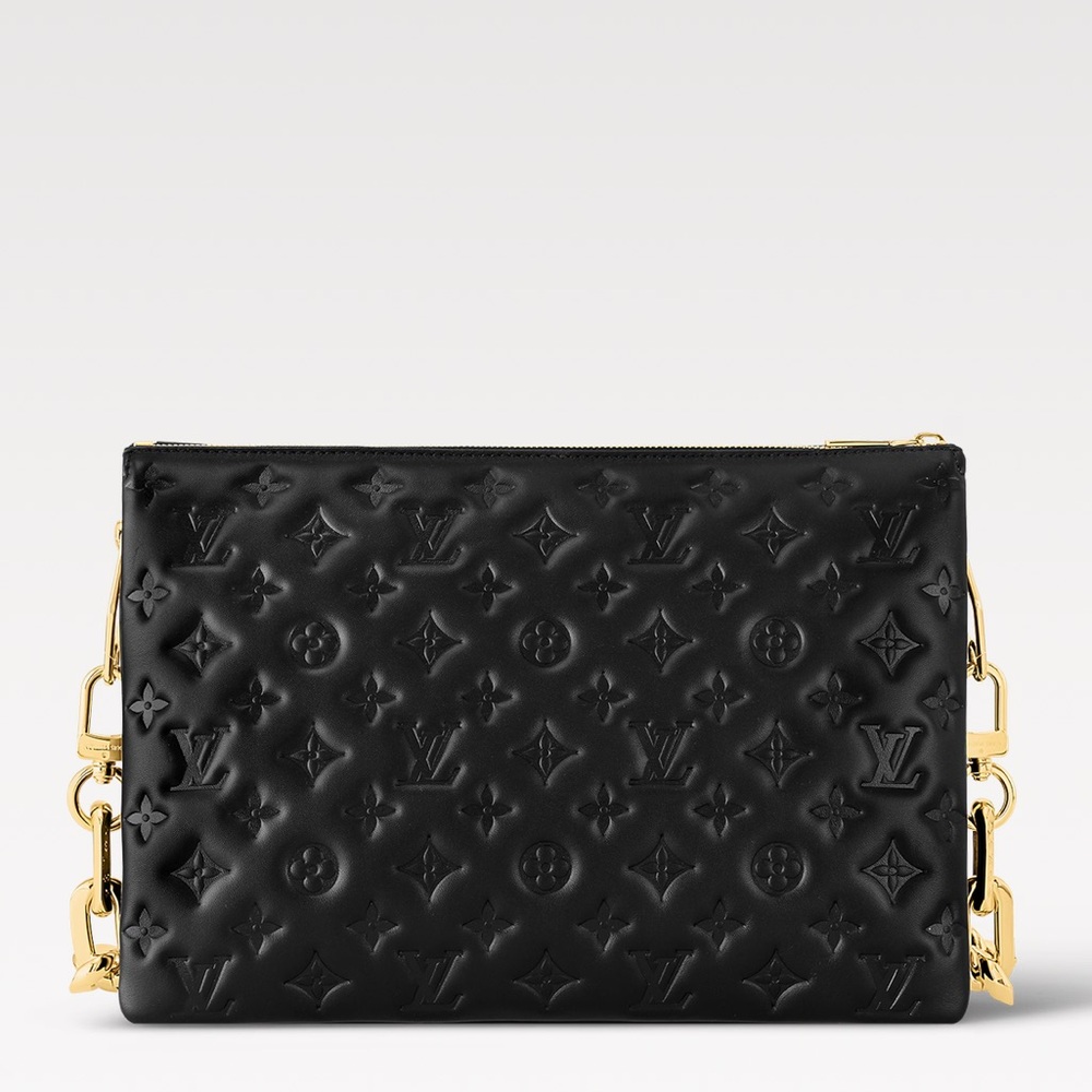 MSRP$5,800 Like NEW LV Louis Vuitton Lambskin Embossed Monogram Coussin MM Black - Picture 4 of 16